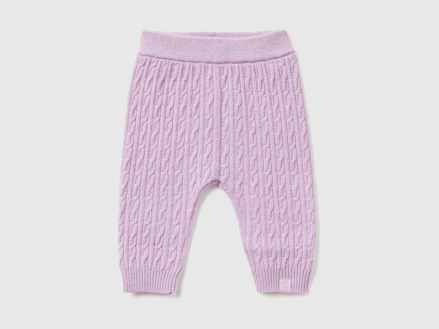 Pantaloni con trecce in misto lana da neonato lavanda | Benetton Outlet
