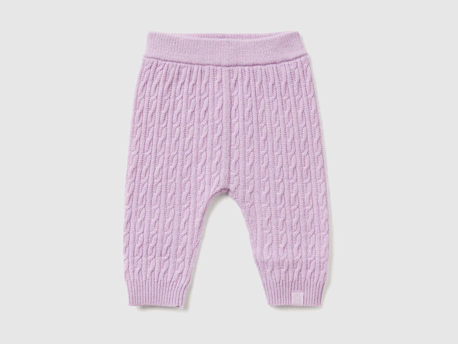 Pantaloni con trecce in misto lana da neonato lavanda | Benetton Outlet