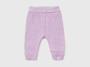 Pantaloni con trecce in misto lana