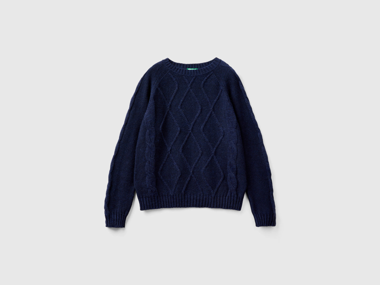 Maglione con trecce e losanghe da donna blu scuro | Benetton Outlet