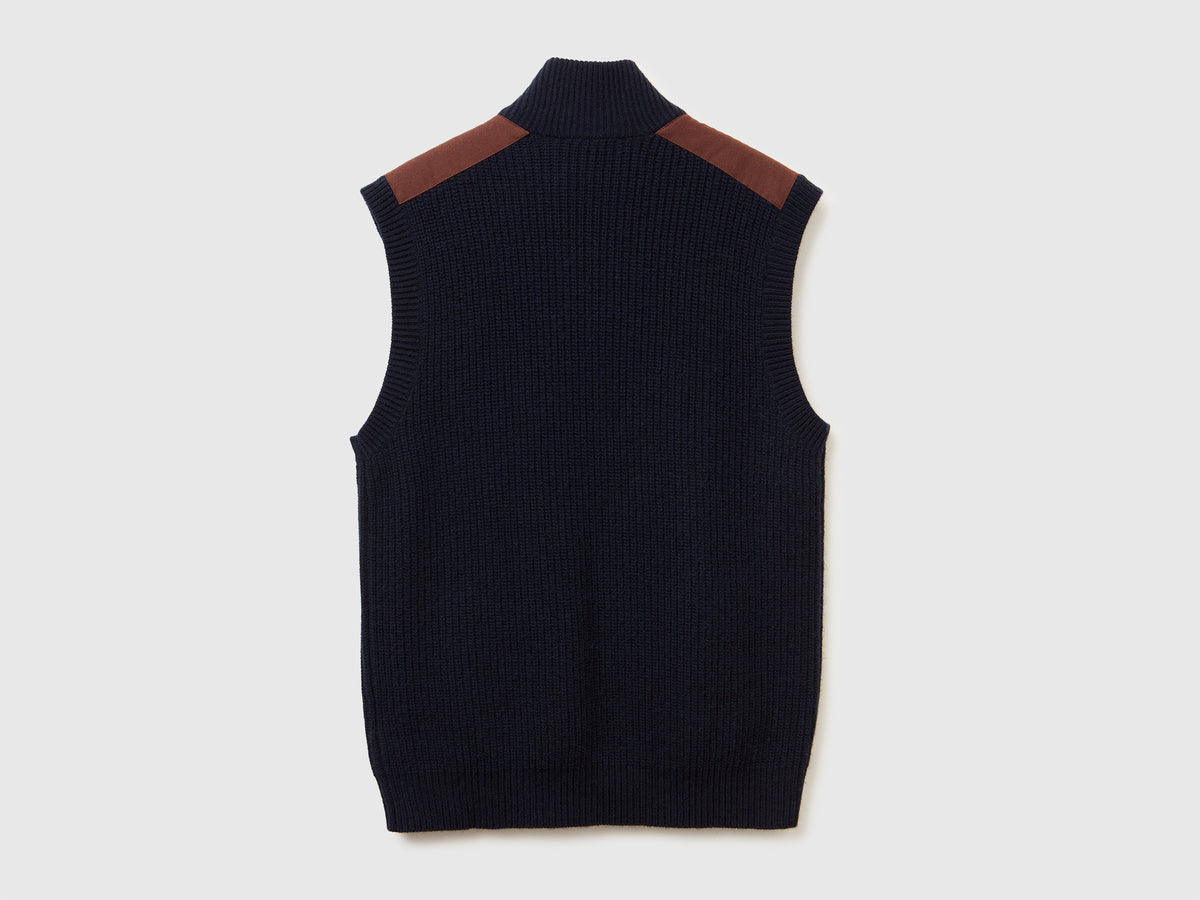 Gilet con zip in misto lana