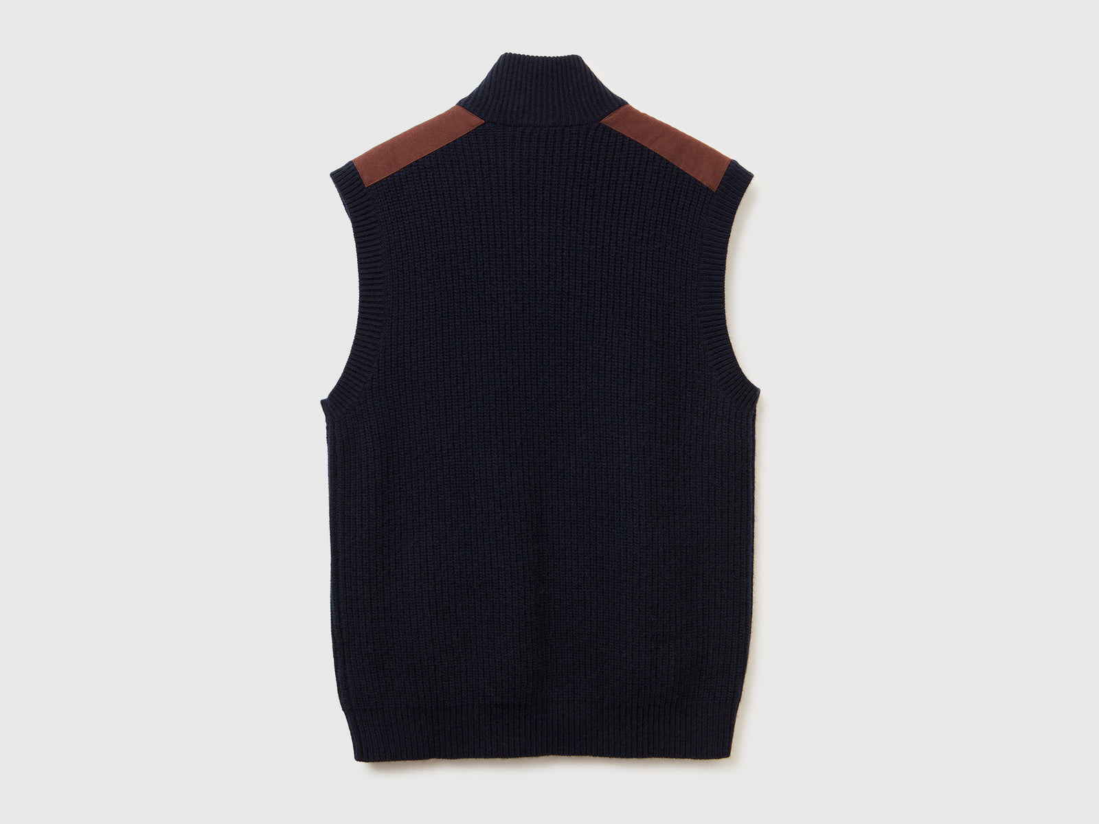 Gilet con zip in misto lana da uomo blu scuro 2 | Benetton Outlet