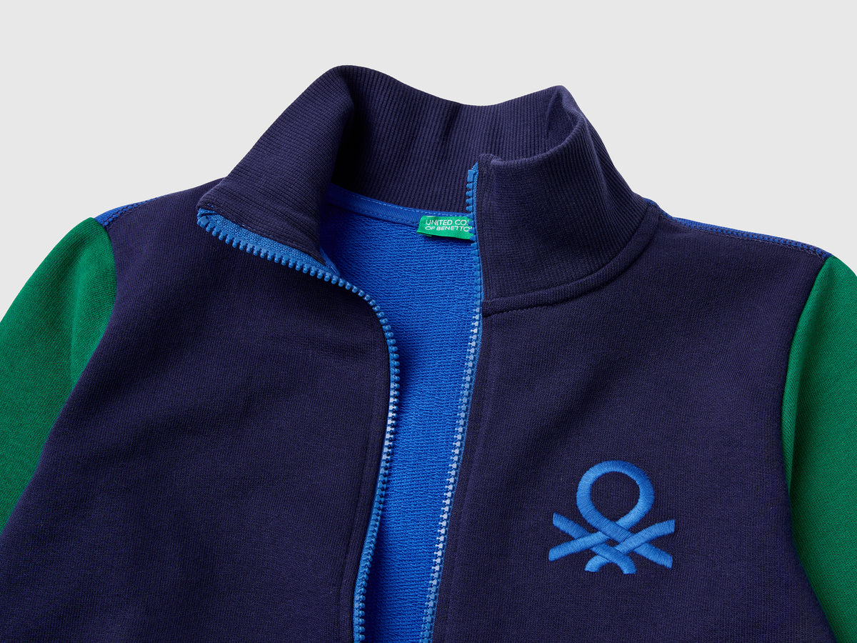 Felpa con zip in puro cotone