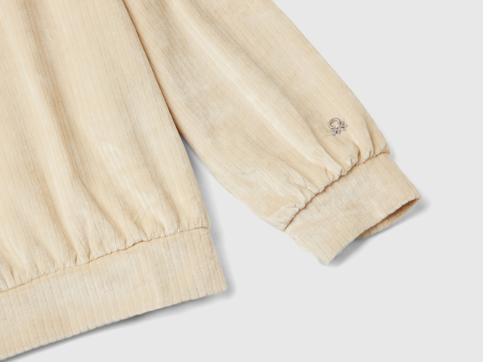 Chenille hoodie da bambina bianco panna 3 | Benetton Outlet