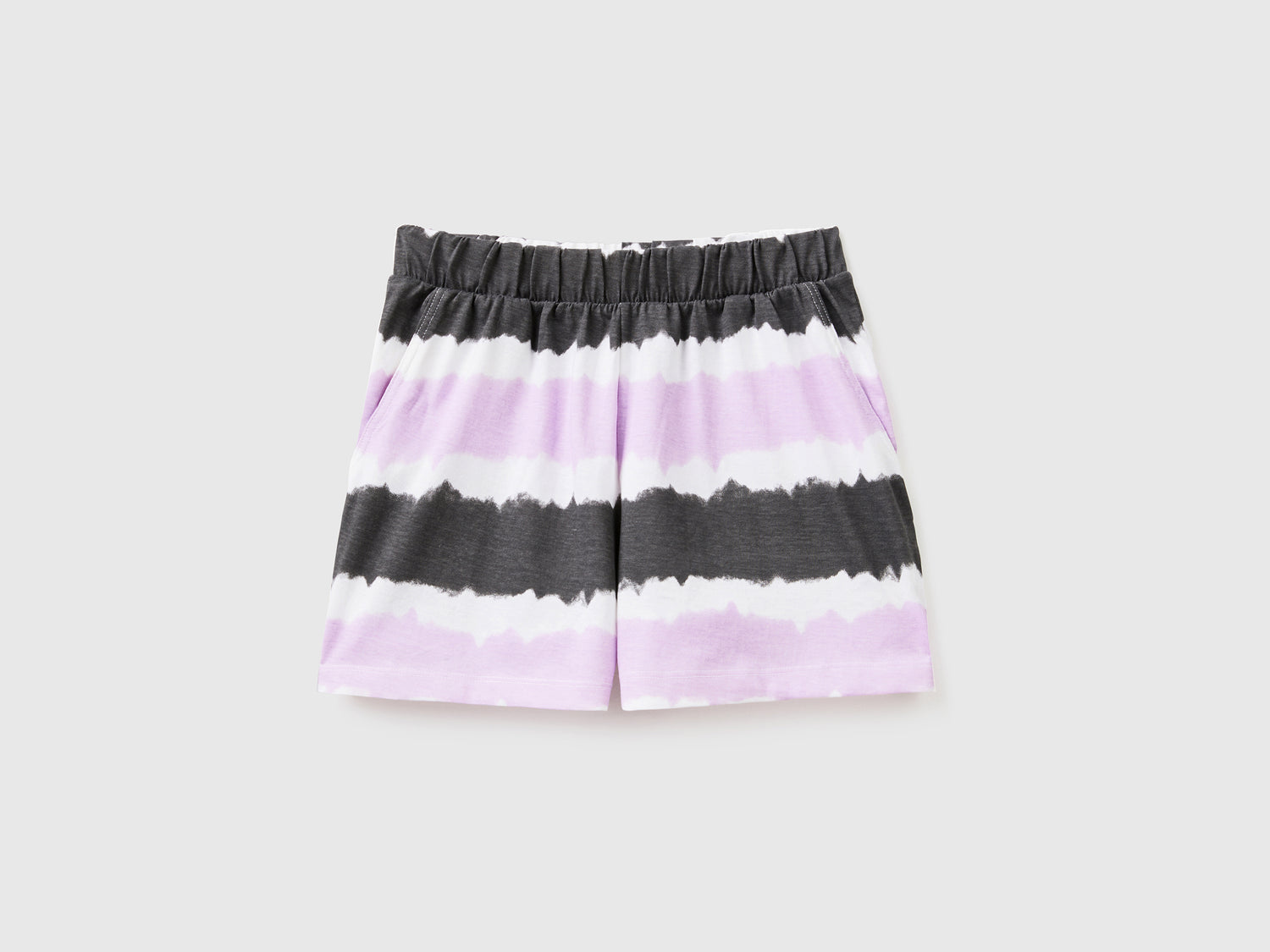 Pantaloni corti in puro cotone con stampa effetto tye-dye da bambina multi-color | Benetton Outlet