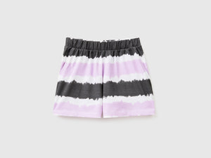 Pantaloni corti in puro cotone con stampa effetto tye-dye