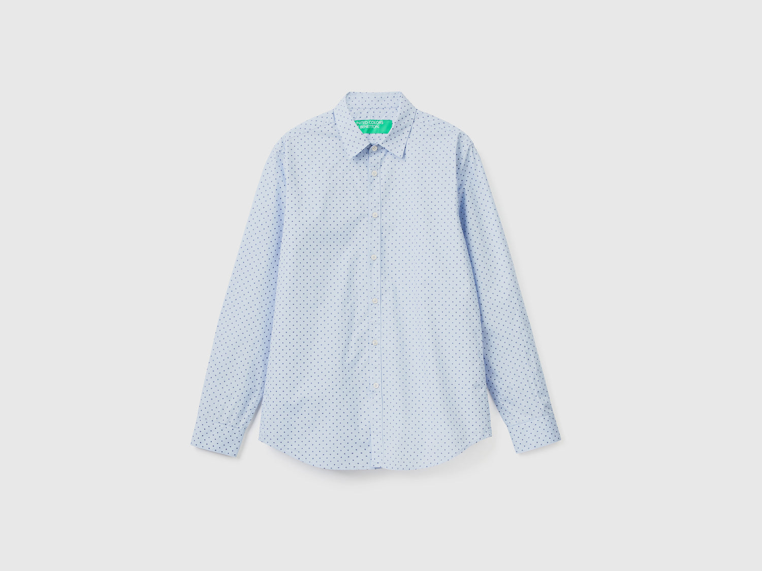Camicia slim fit stampa fantasia da uomo azzurro | Benetton Outlet