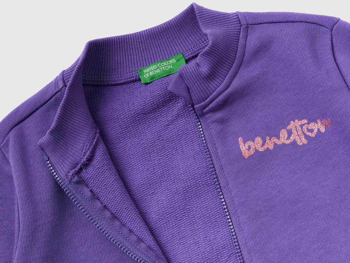 Felpa con zip in cotone bio
