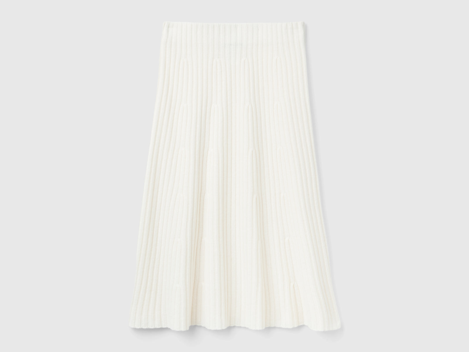 Gonna midi in maglia da donna bianco panna | Benetton Outlet