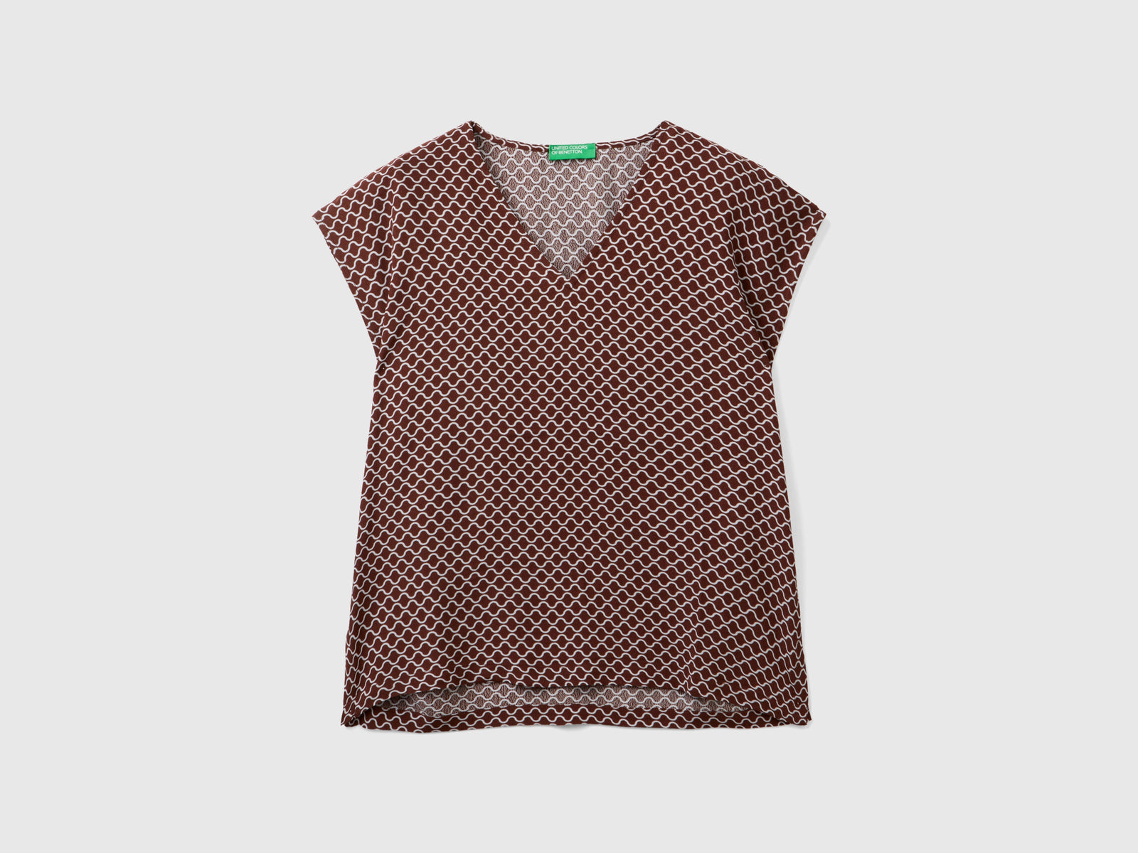 Blusa smanicata stampata da donna marrone | Benetton Outlet