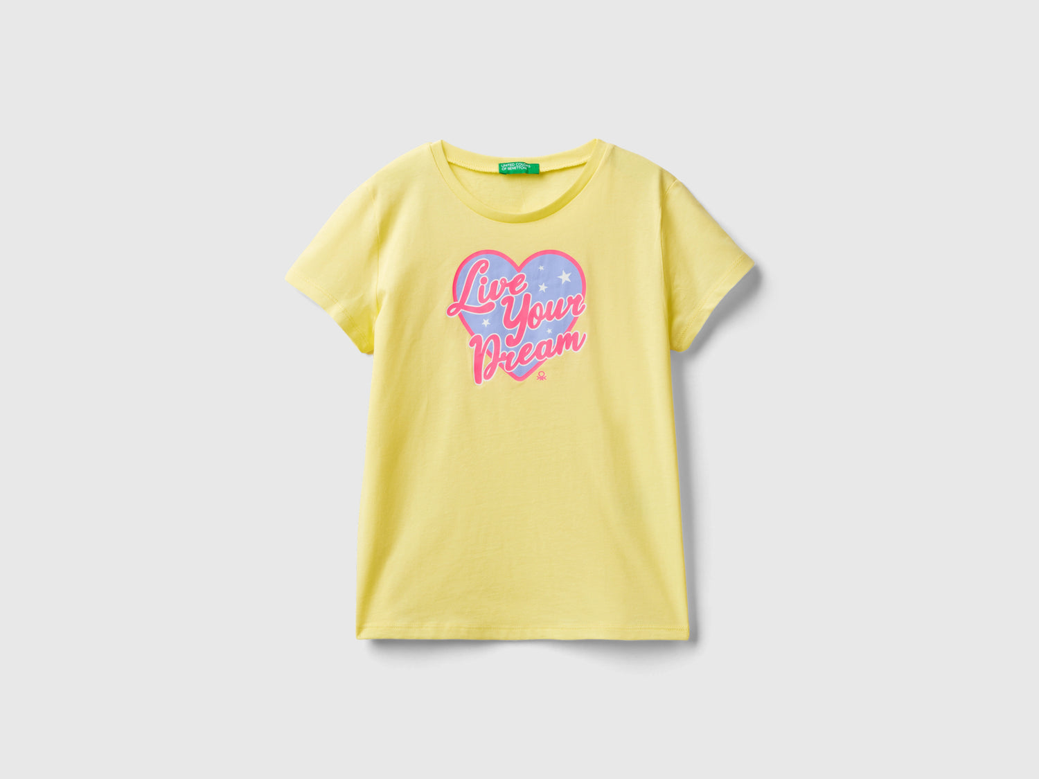 Maglietta con dettagli fluo da bambina giallo | Benetton Outlet