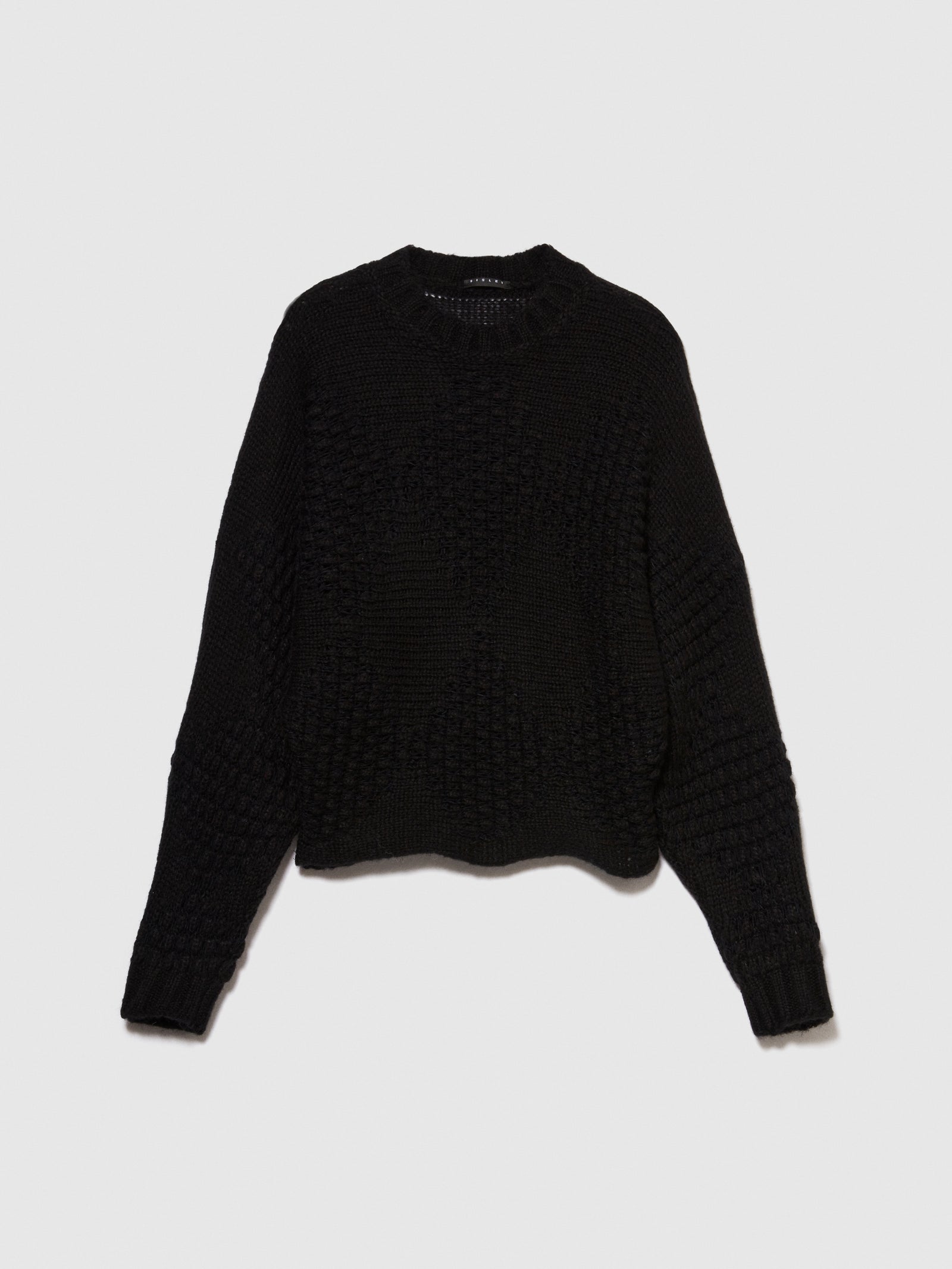 Maglia lavorata con rombi da donna nero | Sisley Outlet