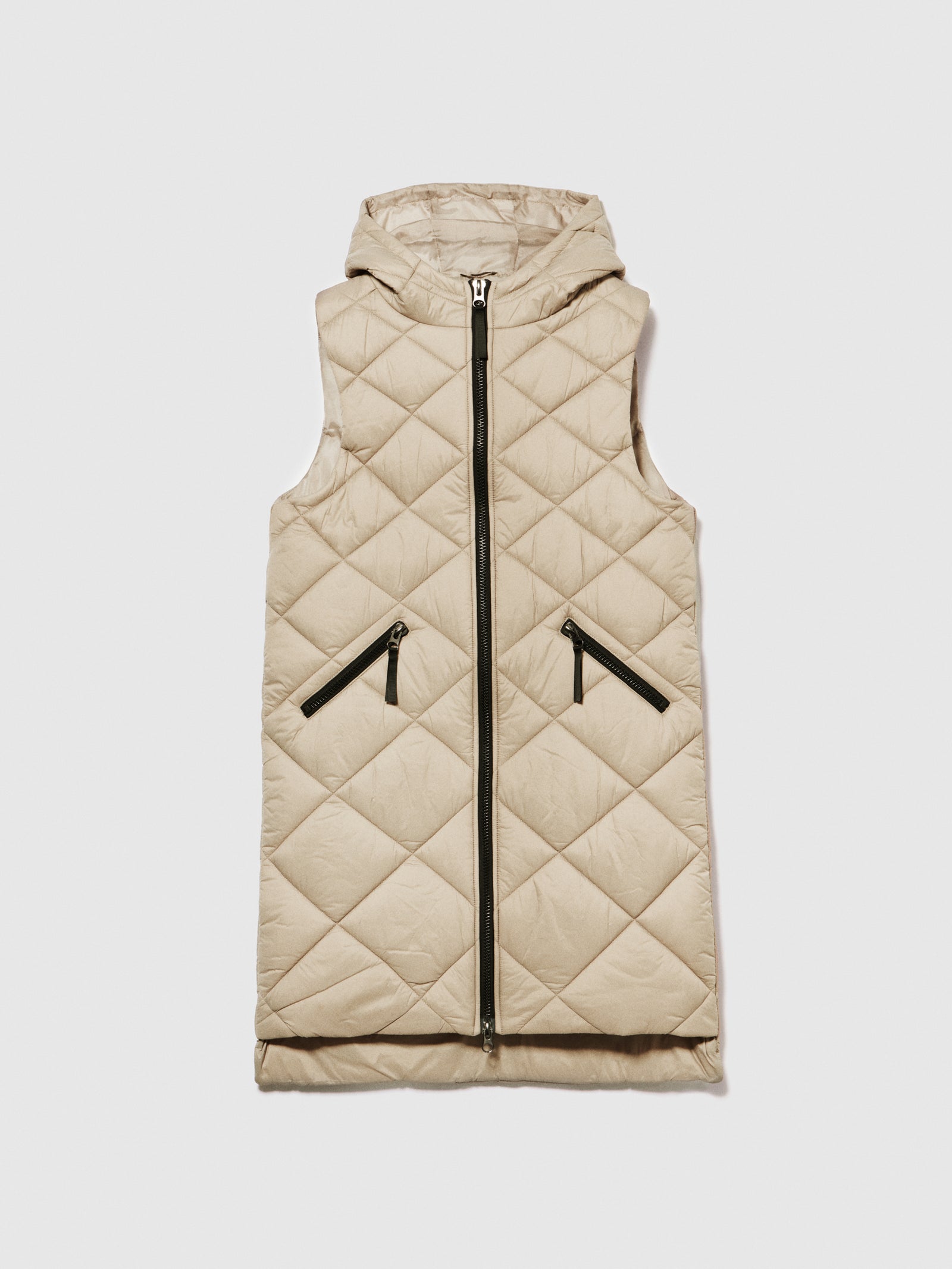 Gilet lungo con cappuccio da donna beige | Sisley Outlet