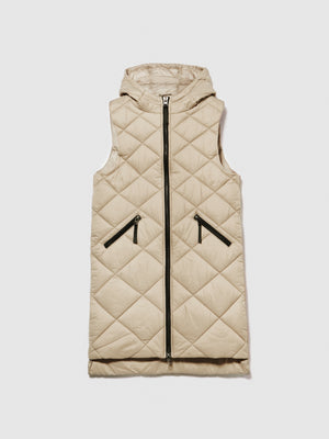 Gilet lungo con cappuccio