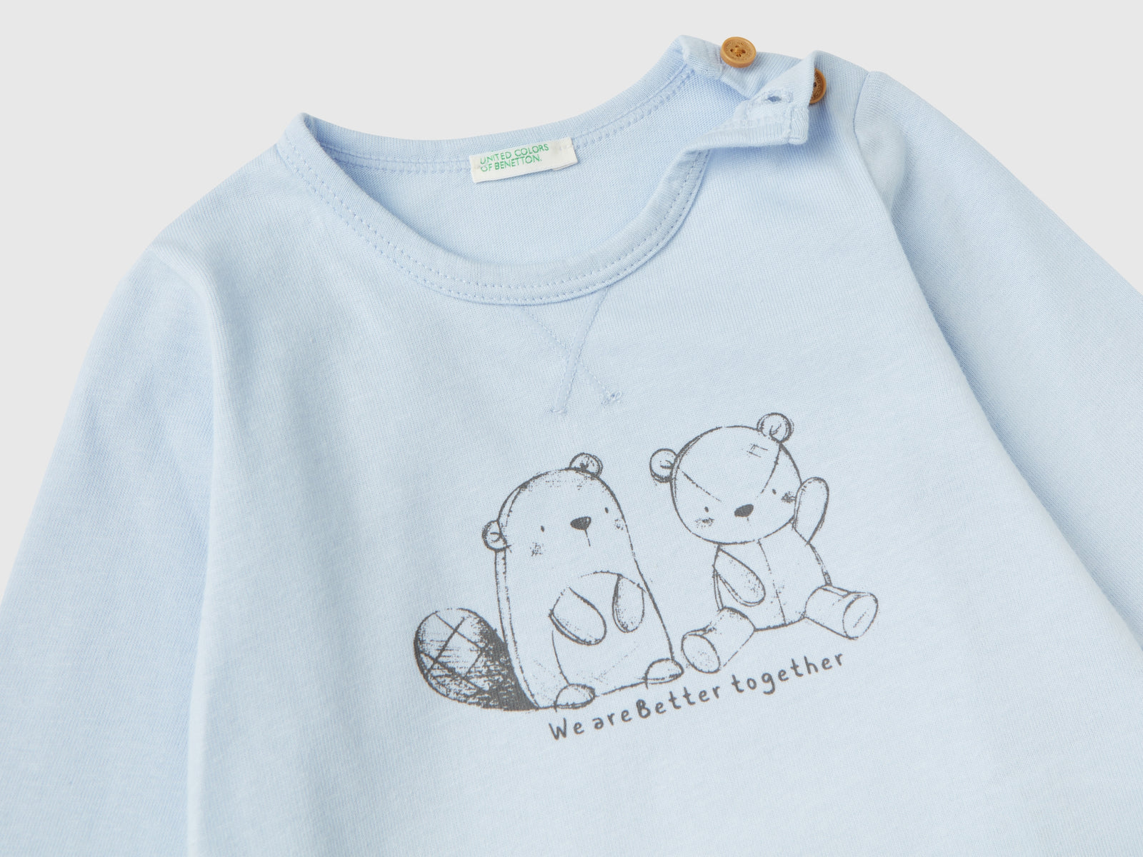 Caldo completo t-shirt e pantaloni da neonato azzurro 2 | Benetton Outlet