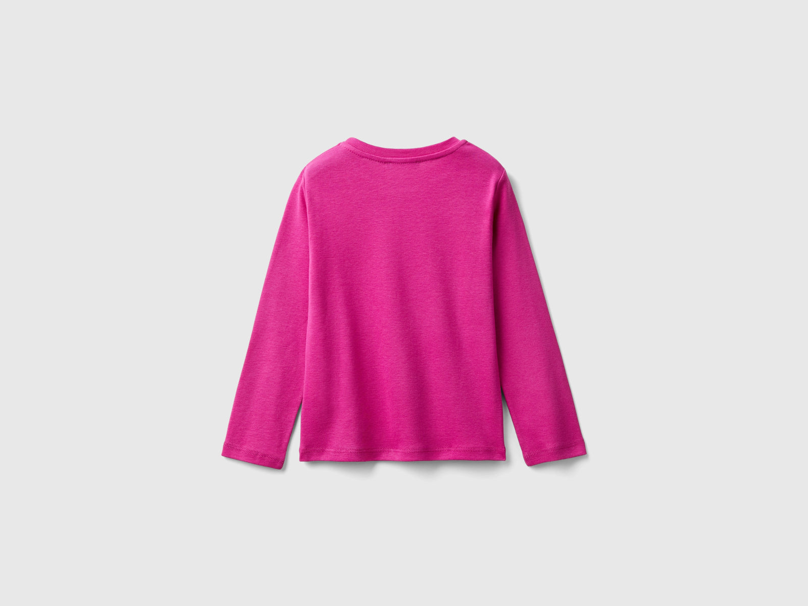 T-shirt con stampa glitter in cotone bio da bimba fucsia 2 | Benetton Outlet