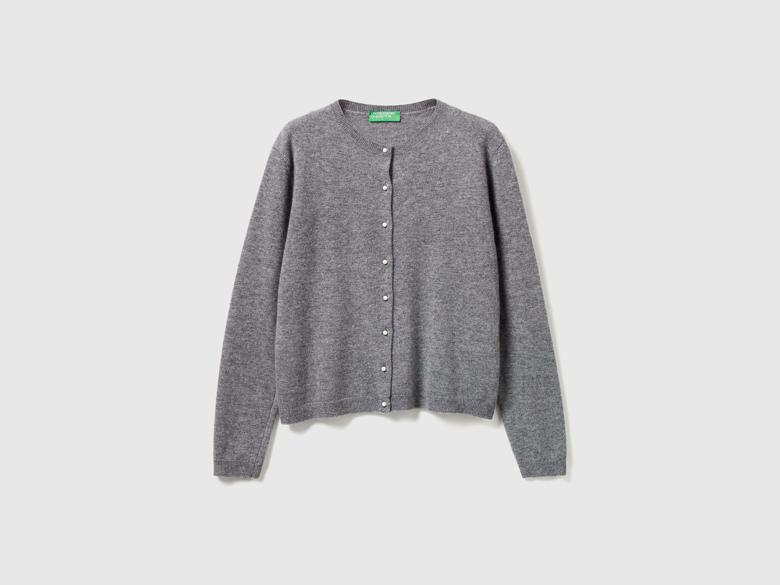 Cardigan in pura lana Merino da donna grigio scuro | Benetton Outlet