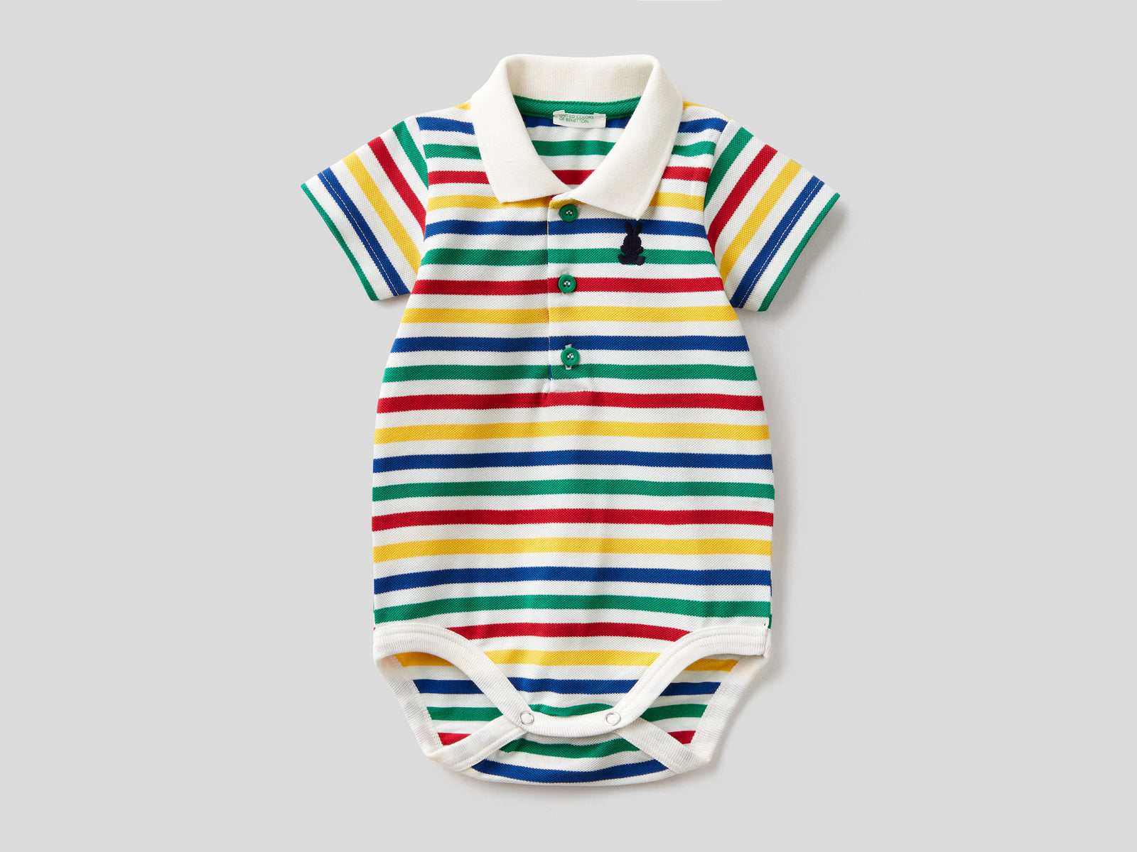 Body a polo in cotone elasticizzato da neonato multi-color | Benetton Outlet