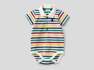Body a polo in cotone elasticizzato