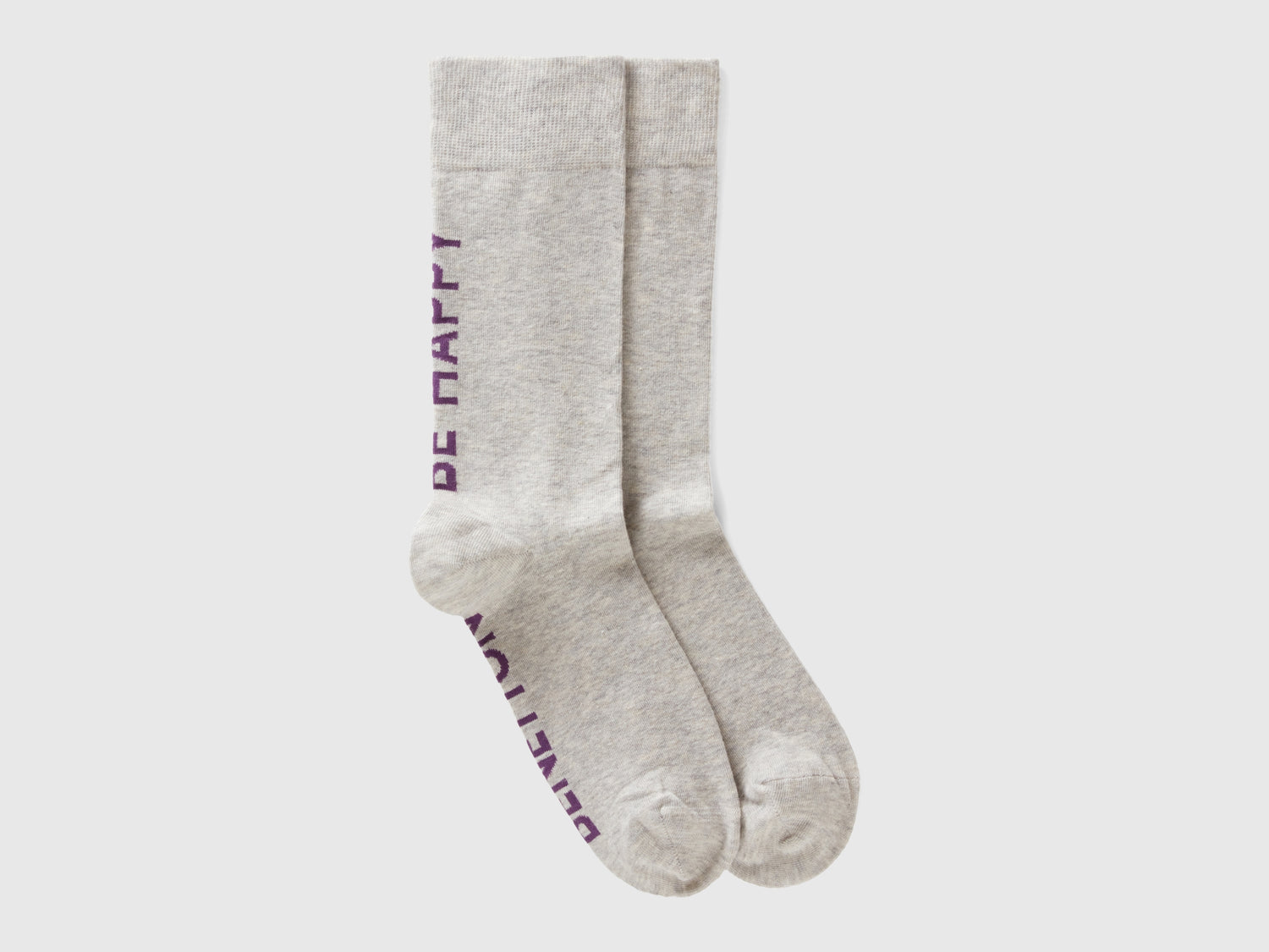 Calzini lunghi "BE HAPPY" da uomo grigio chiaro | Benetton Outlet