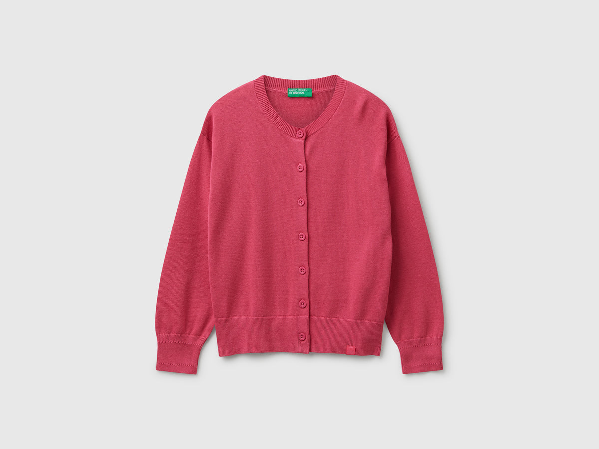 Cardigan girocollo in puro cotone