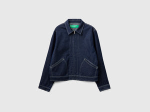 Giacca in chambray di puro cotone modello rider