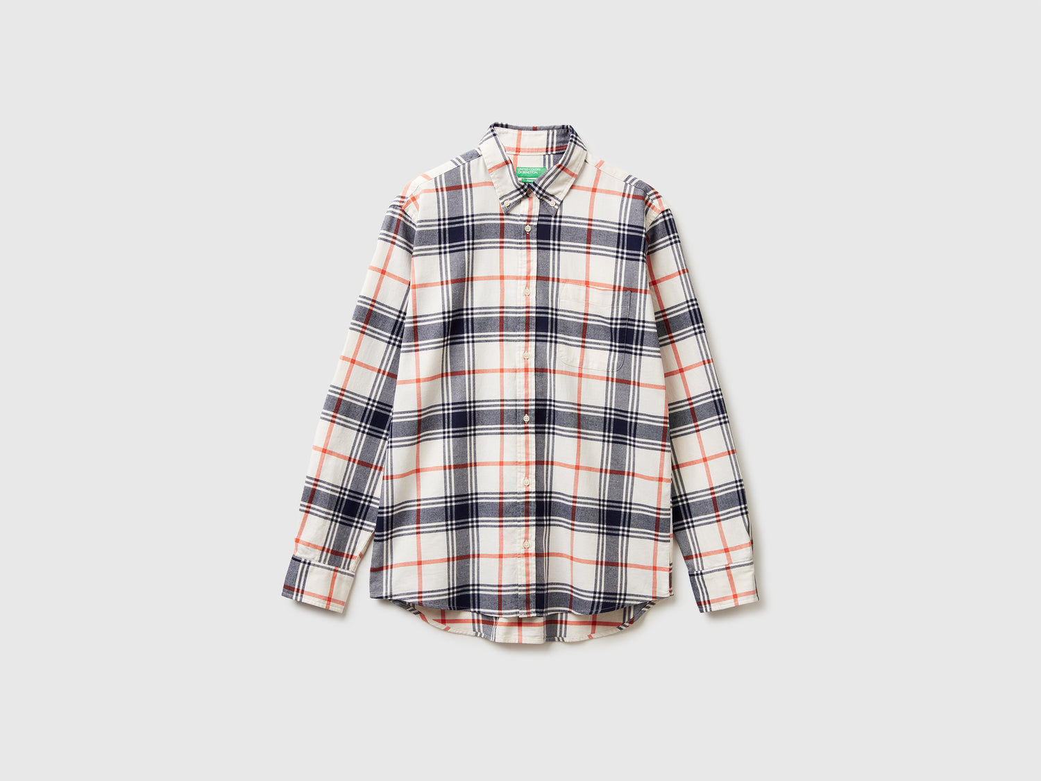Camicia button down in flanella da uomo bianco panna | Benetton Outlet