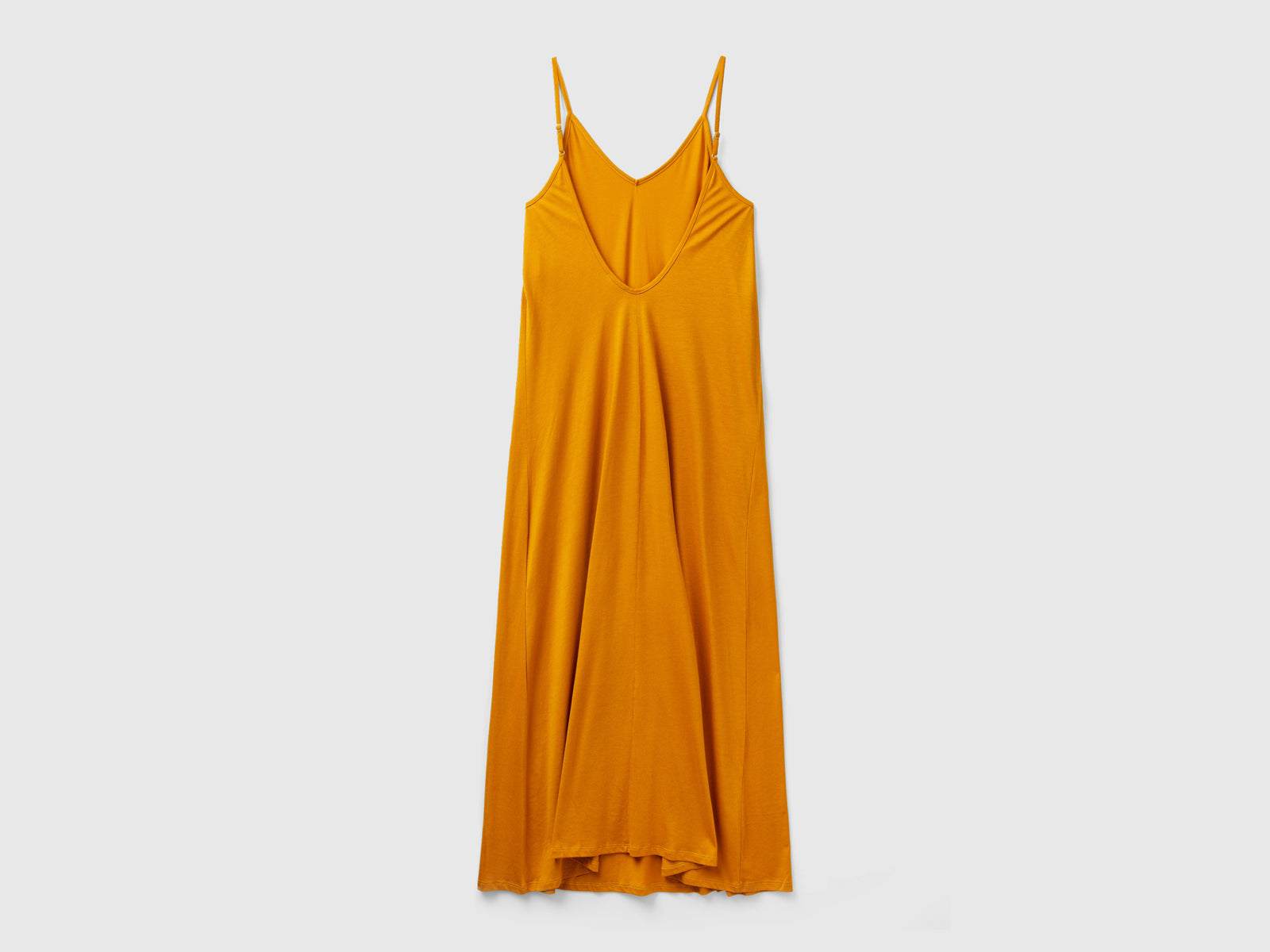Abito fluido con scollo a V da donna senape 2 | Benetton Outlet