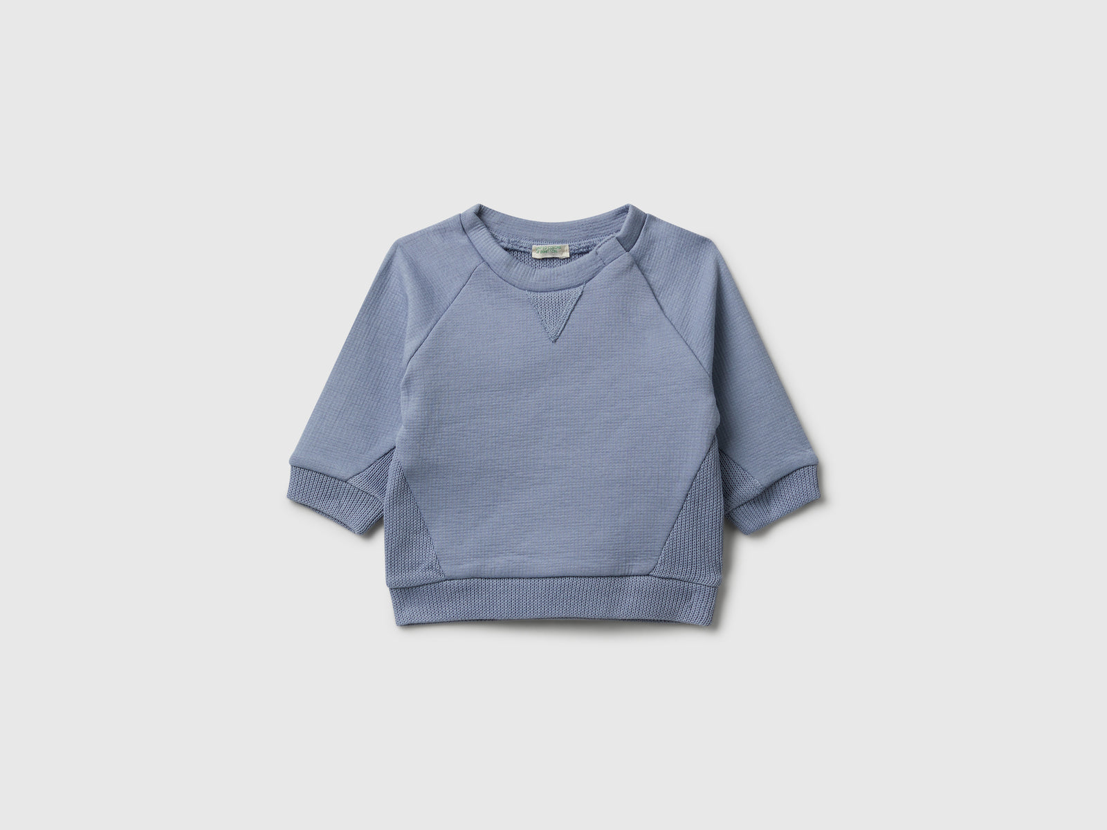 Felpina girocollo in cotone da neonato celeste | Benetton Outlet