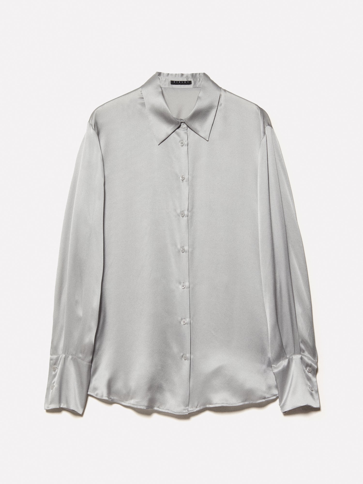 Camicia in seta da donna grigio chiaro | Sisley Outlet