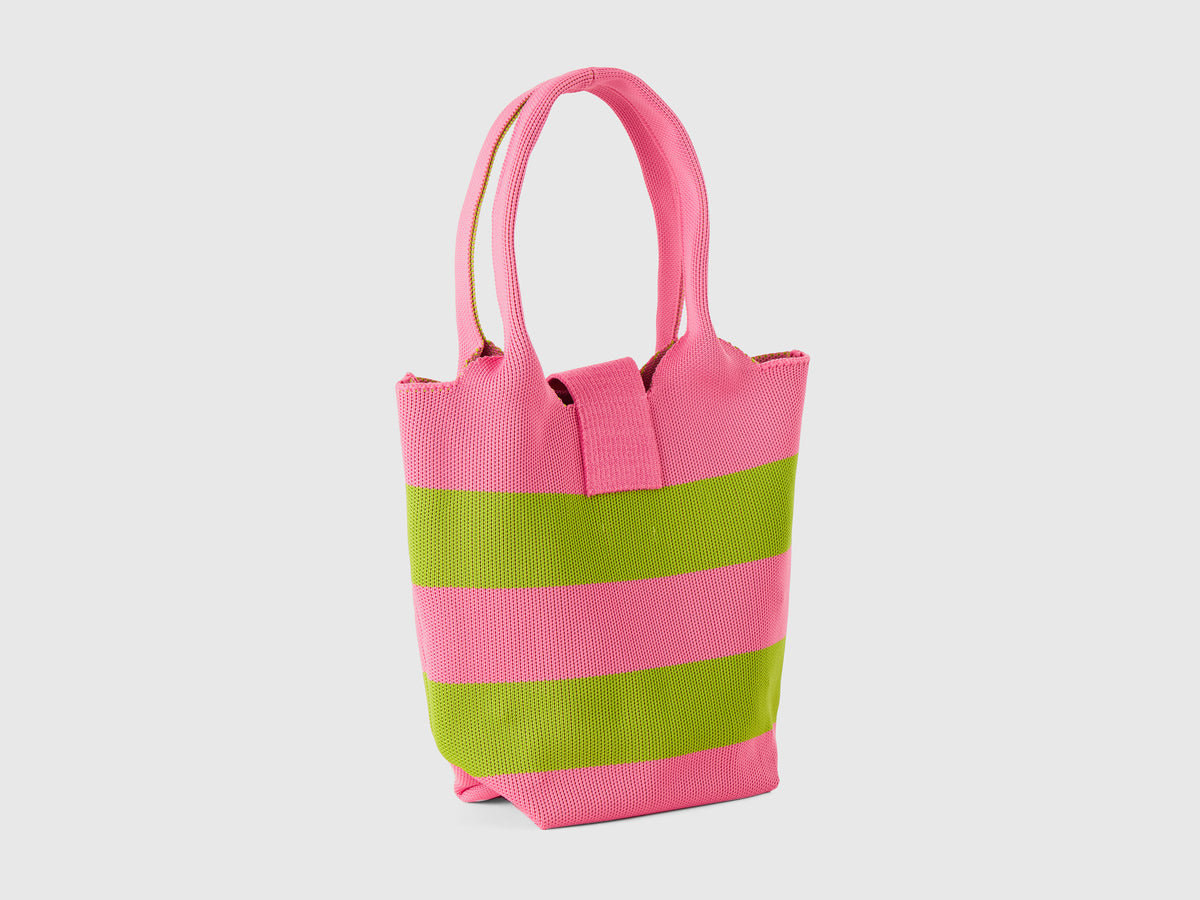 Shopping bag in maglia a righe