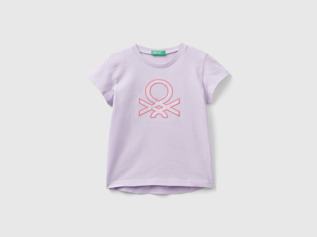 Maglietta con ricamo logo in cotone bio