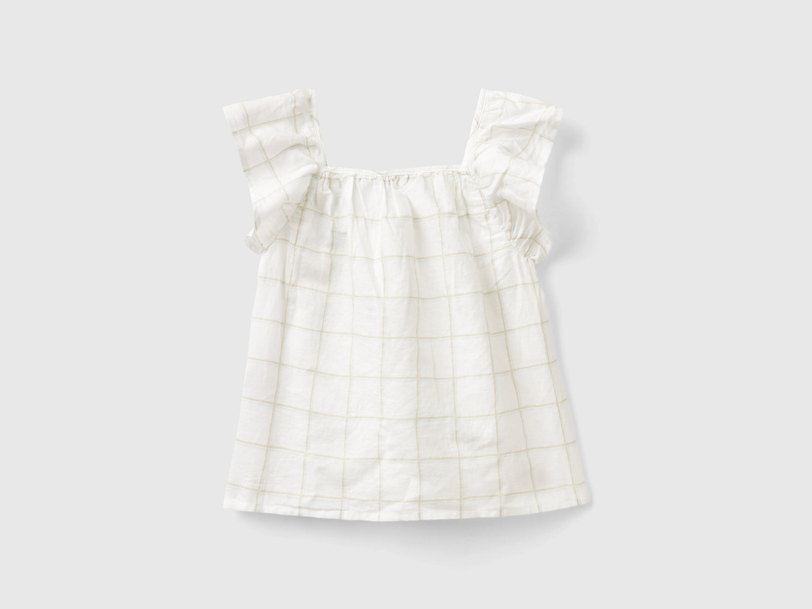 Blusa fantasia in misto lino da bambina bianco 2 | Benetton Outlet