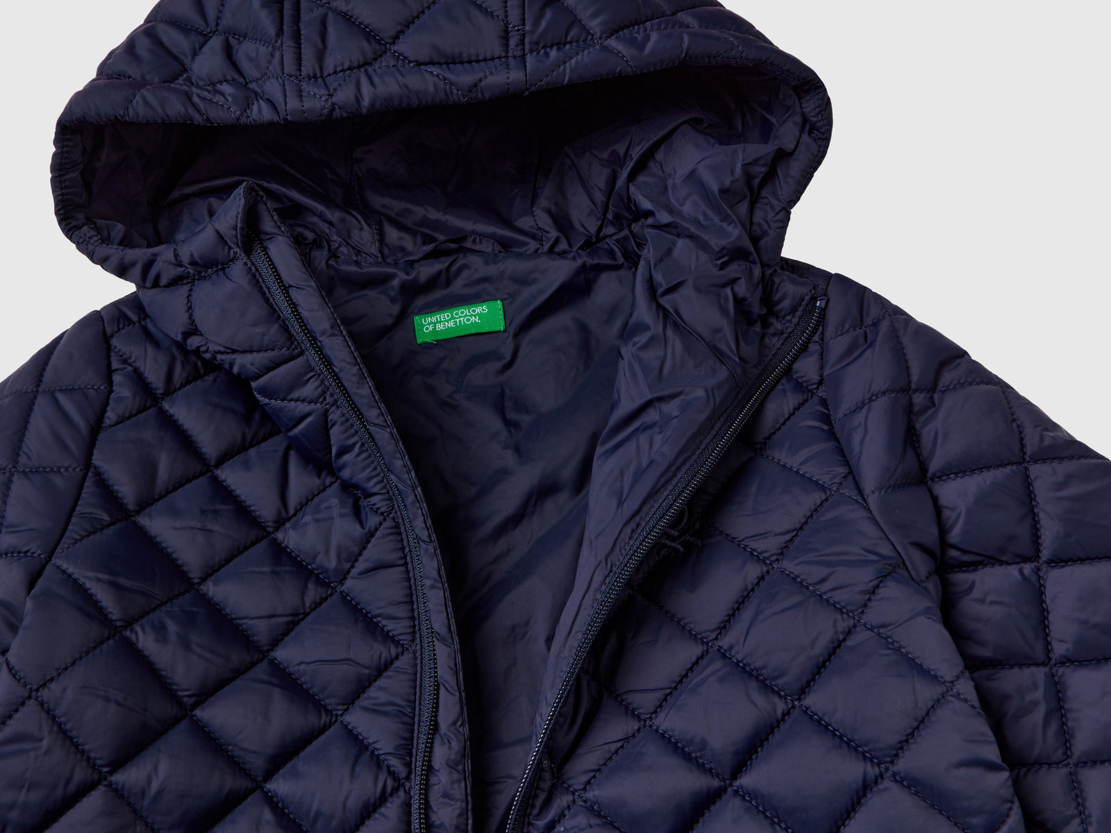 Giubbino trapuntato con cappuccio da bimbo blu scuro 3 | Benetton Outlet