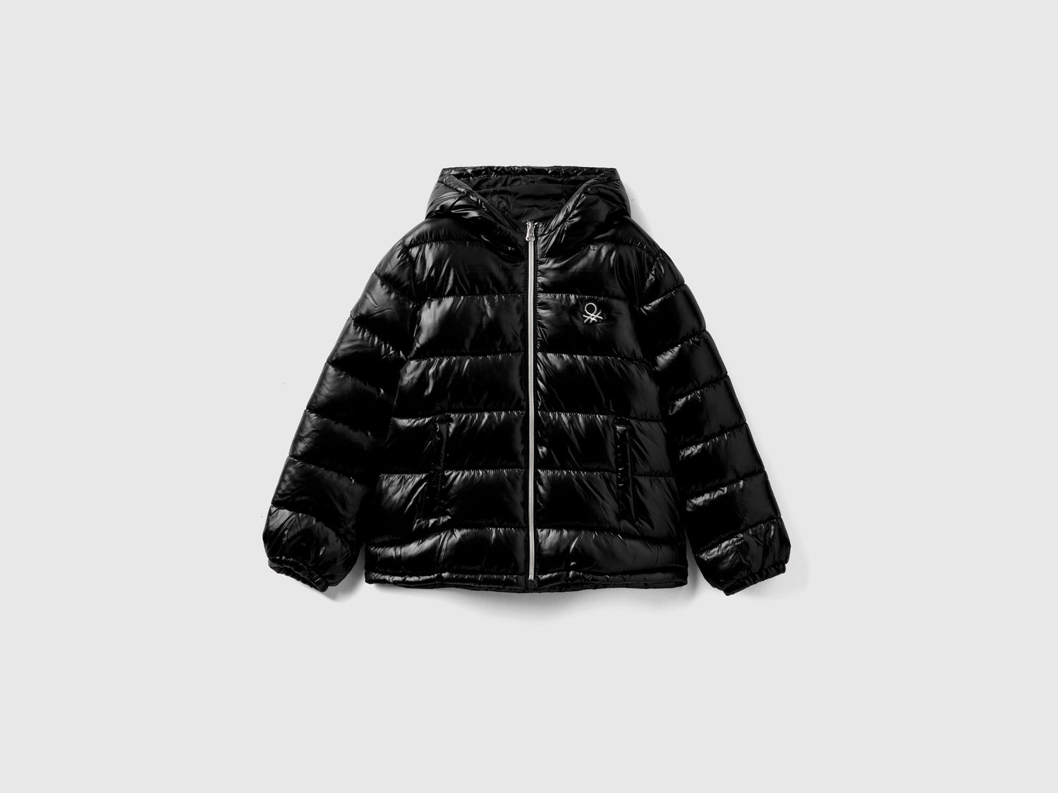 Giubbotto lucido imbottito da bambina nero | Benetton Outlet