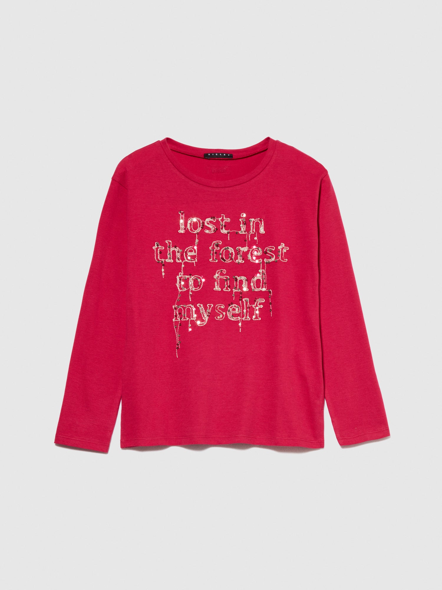 T-shirt con ricamo e paillettes da bambina fucsia | Sisley young Outlet