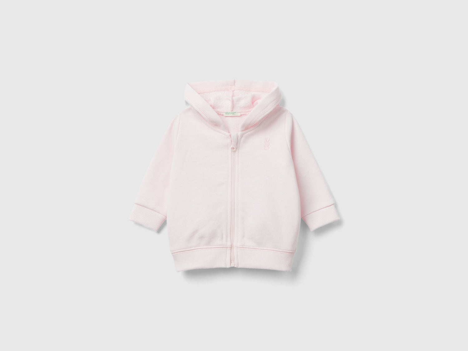 Felpa con cappuccio in cotone bio da neonato rosa tenue | Benetton Outlet
