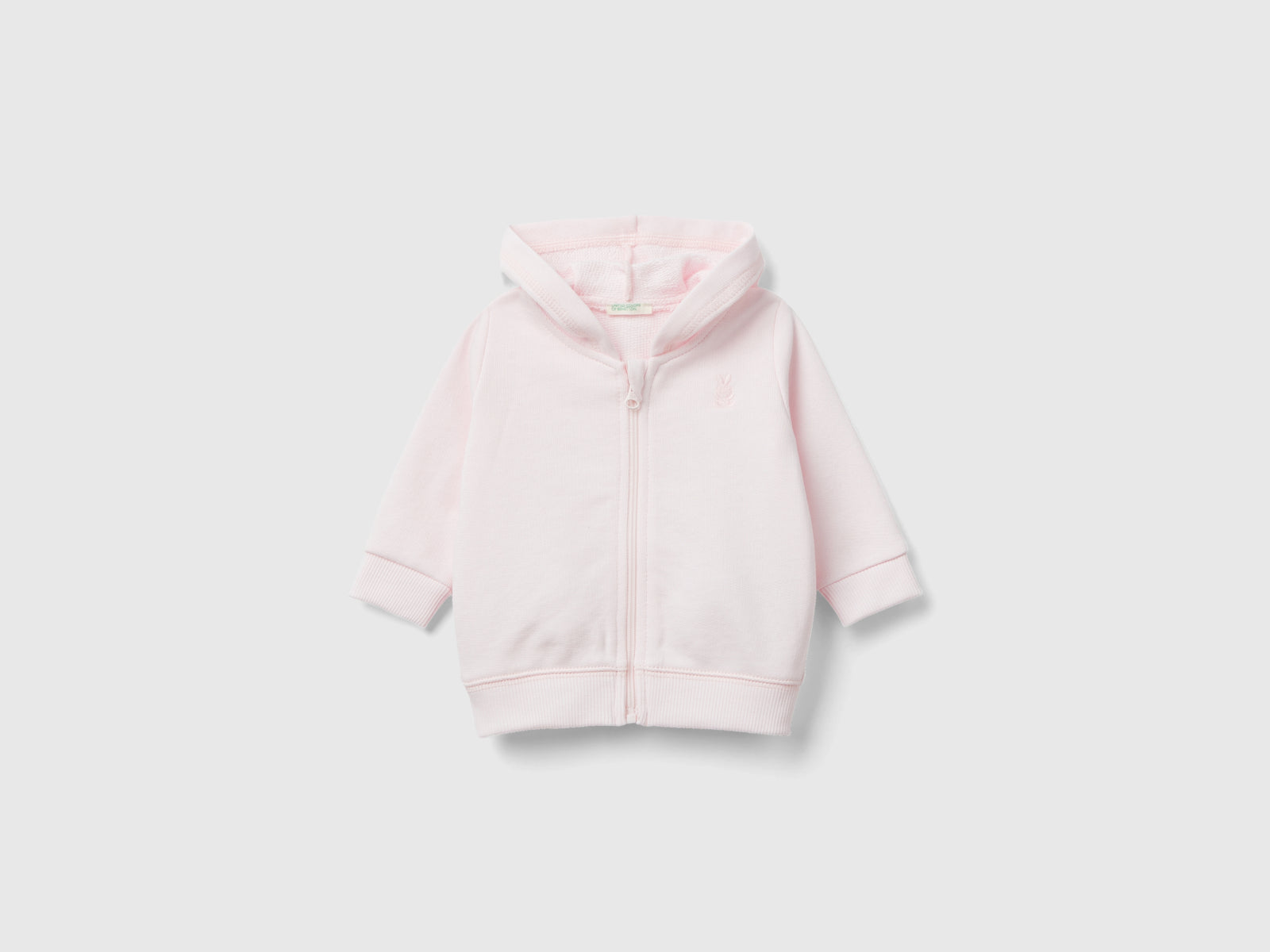 Felpa con cappuccio in cotone bio da neonato rosa tenue | Benetton Outlet