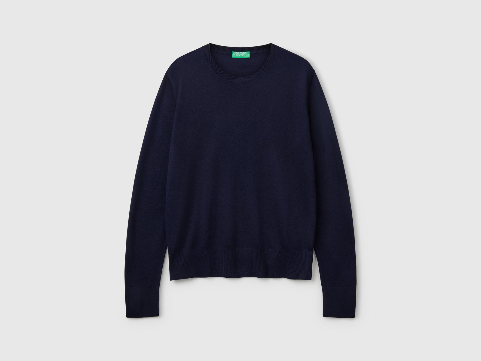 Maglia manica lunga in misto seta da donna blu scuro | Benetton Outlet