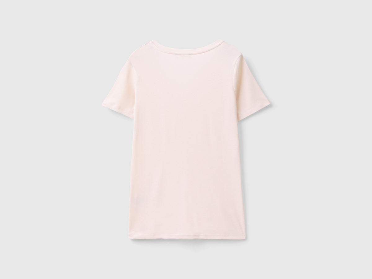 T-shirt in puro cotone con scollo a V