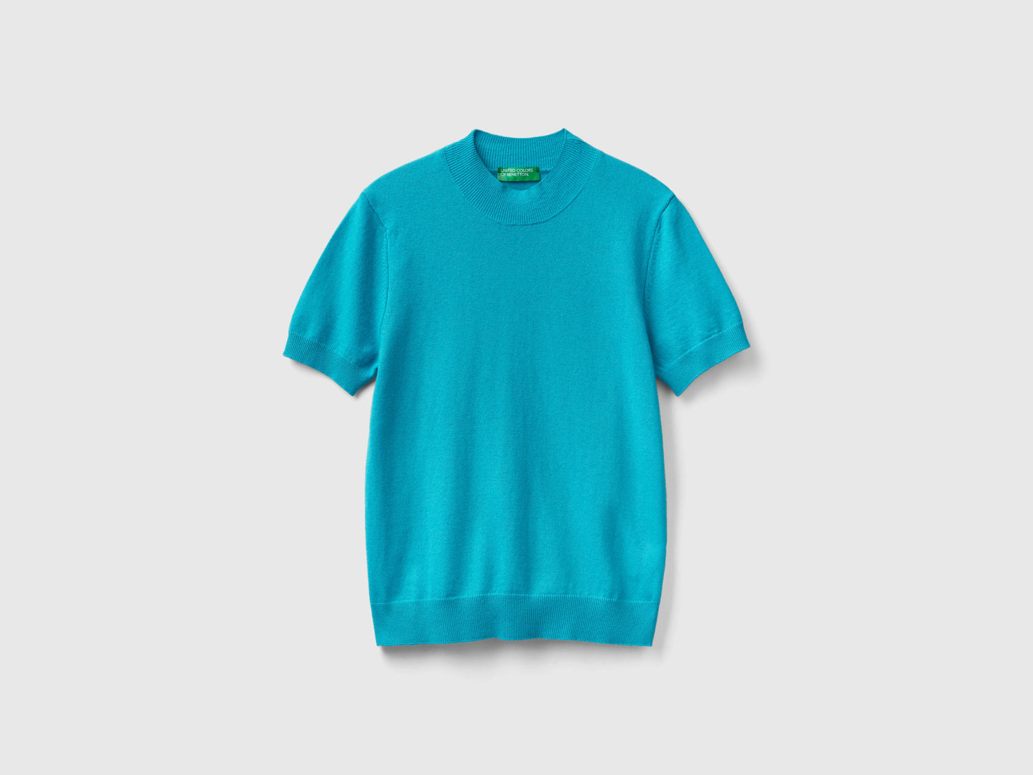 Maglia azzurra a manica corta in misto cashmere da donna azzurro | Benetton Outlet