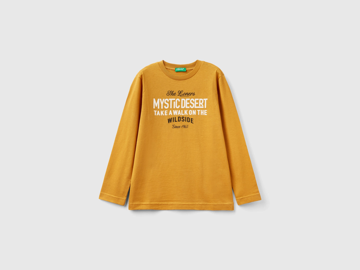 T-shirt manica lunga in cotone bio da bambino senape | Benetton Outlet