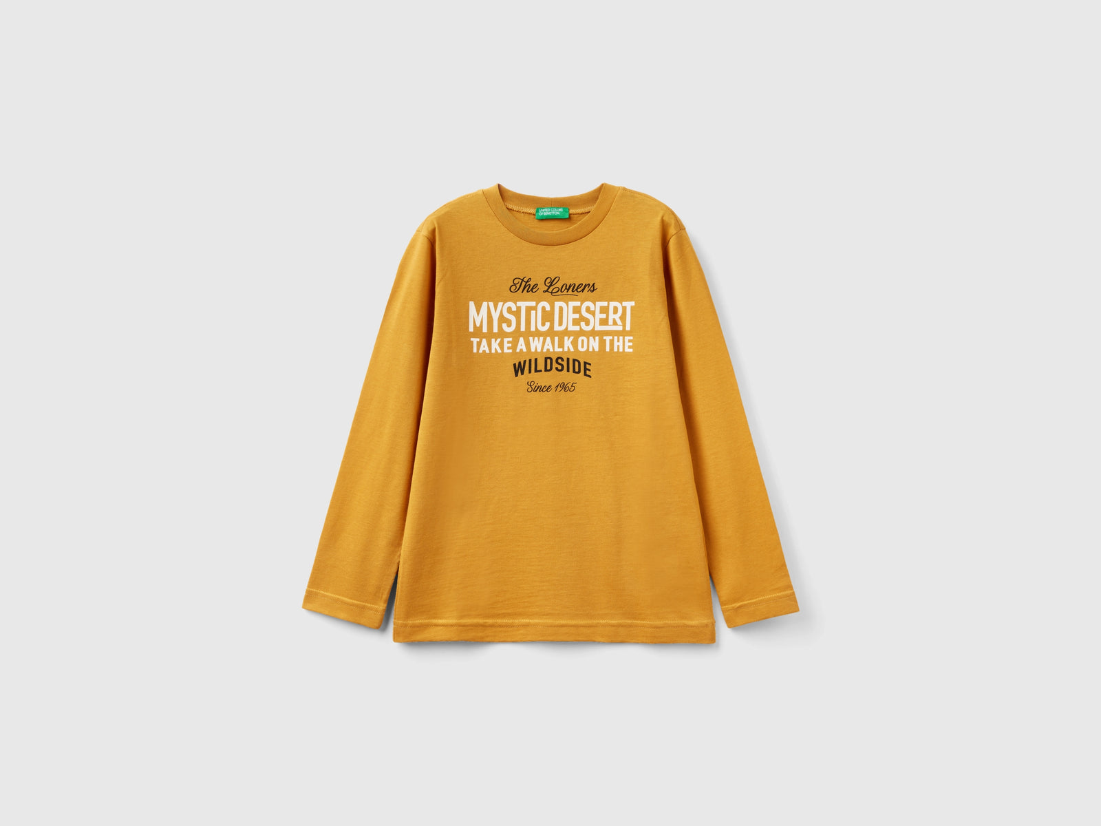 T-shirt manica lunga in cotone bio da bambino senape | Benetton Outlet