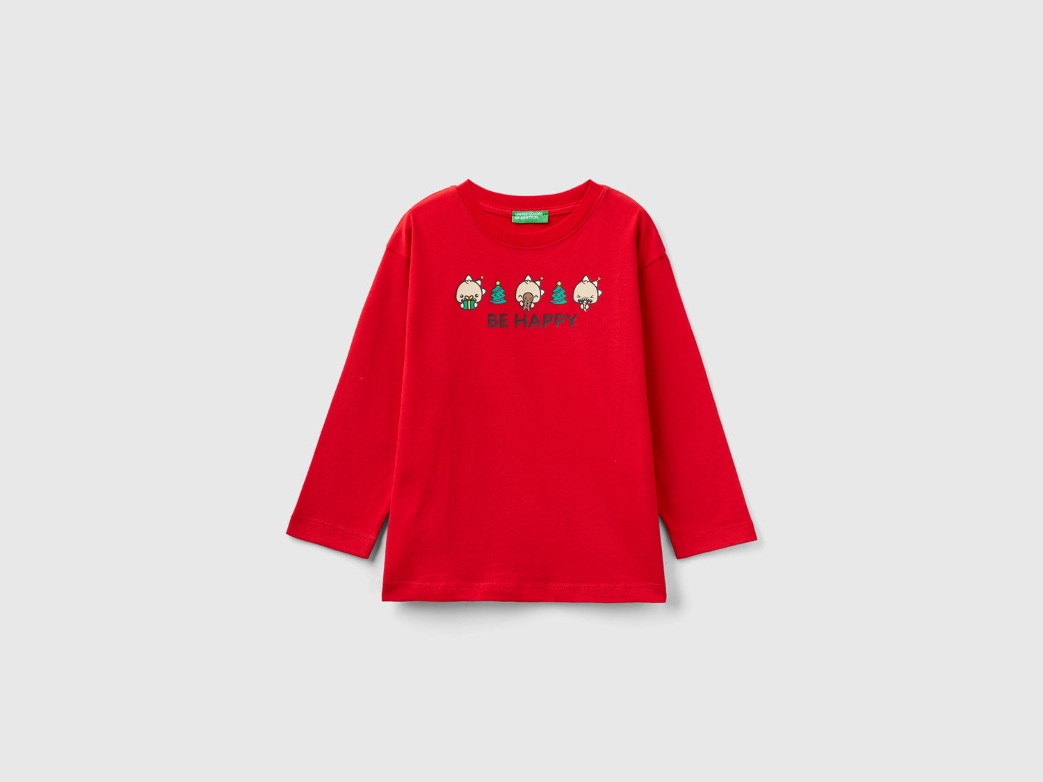 Calda t-shirt con stampa natalizia da bimbo rosso | Benetton Outlet