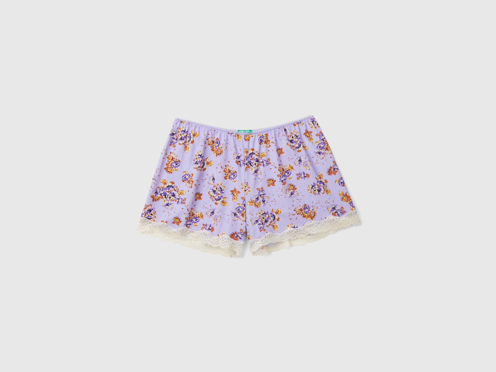 Shorts in charmeuse con stampa fiori da donna lilla | Benetton Outlet