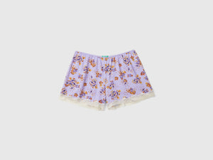 Shorts in charmeuse con stampa fiori