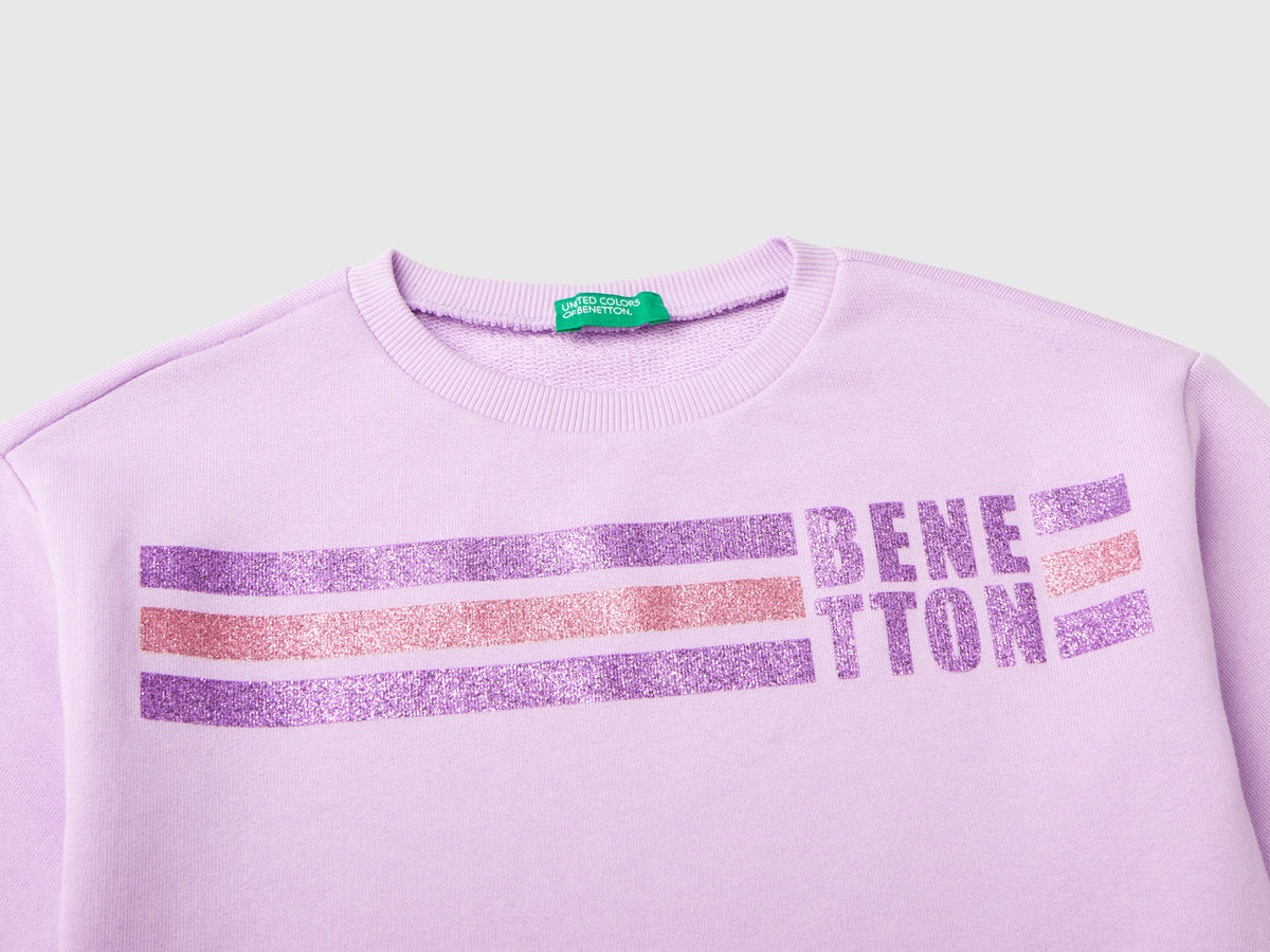 Felpa 100% cotone con logo glitter