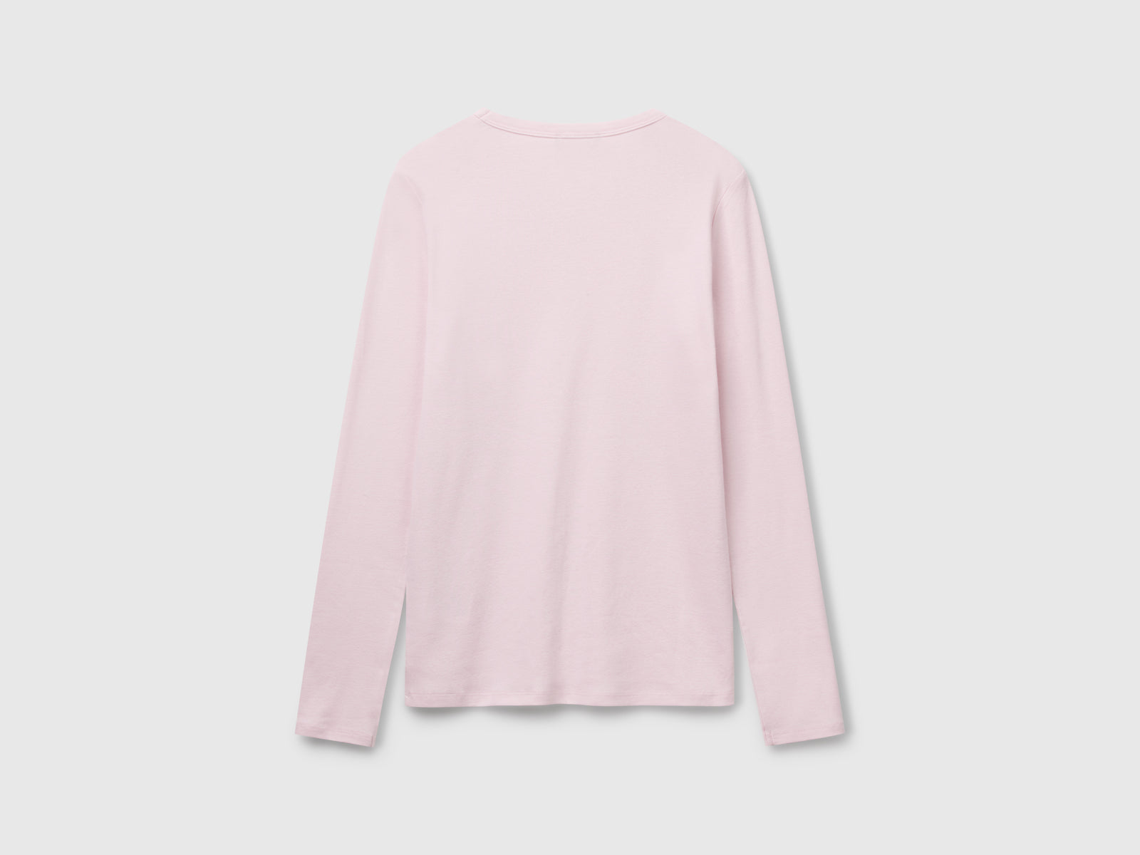 T-shirt manica lunga 100% cotone da donna rosa tenue 2 | Benetton Outlet