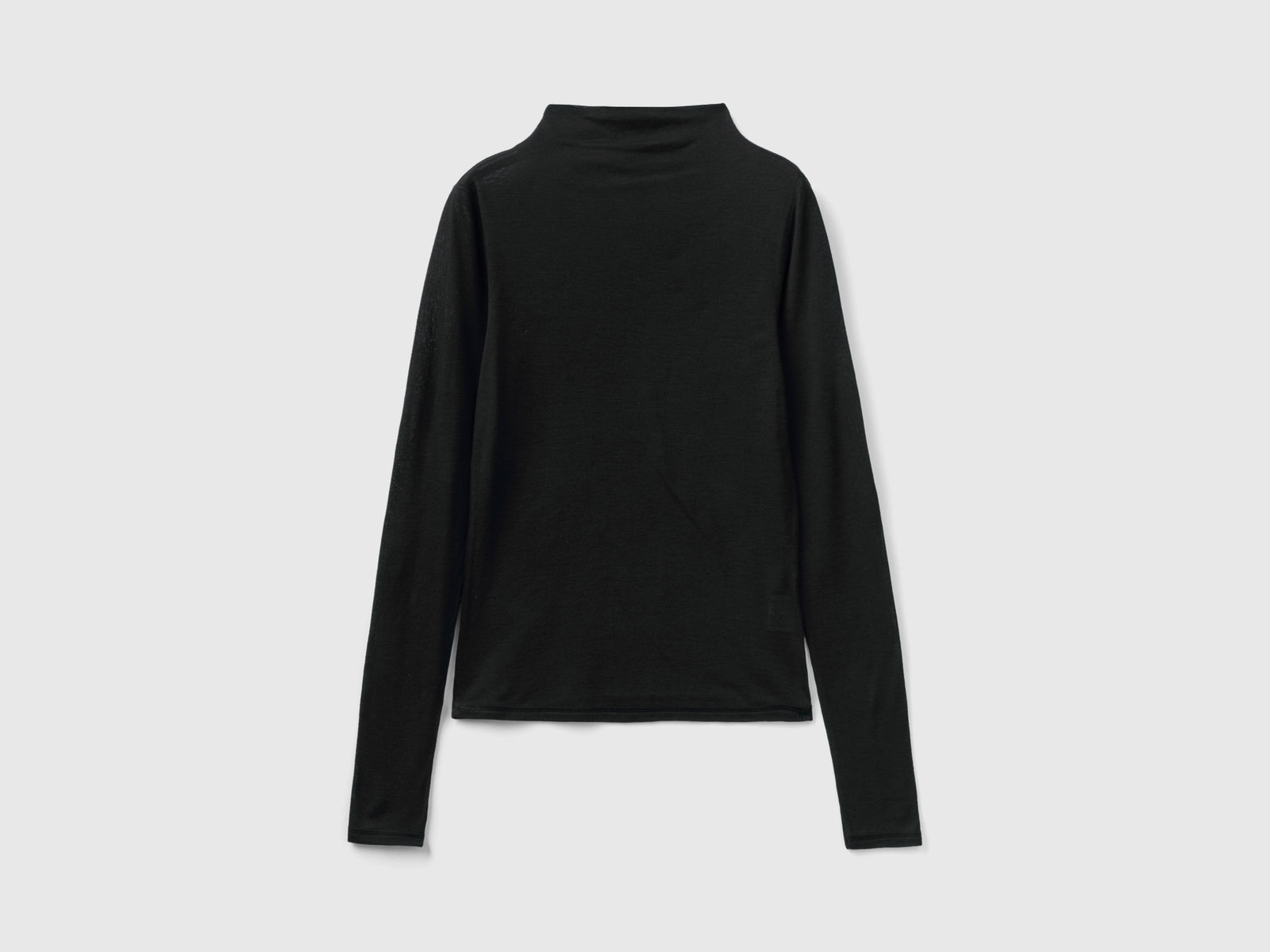 Maglietta in misto lana e viscosa da donna nero | Benetton Outlet