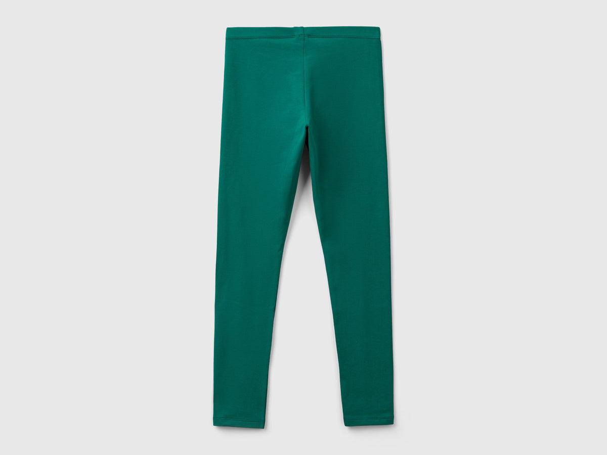 Leggings in cotone stretch con logo